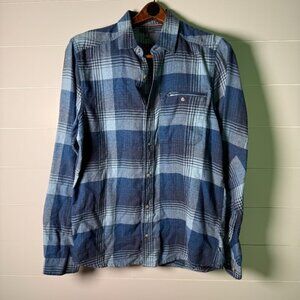 Toad & Co Men's Medium Shirt Blue Flannel Plaid Button